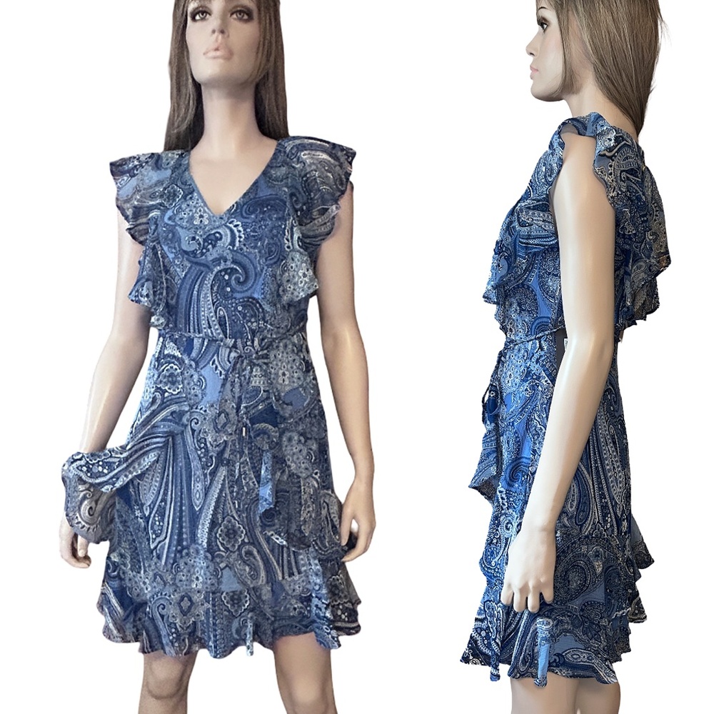 Tommy Hilfiger Dress Ruffles Tiered Paisley Flowy Fluttery Whimsical